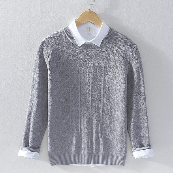 

men's sweaters round neck solid color sweater in 2021, White;black