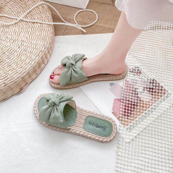 

flat shoes female woman's slippers luxury slides butterfly-knot 2021 designer beach rubber basic fashion pu cotton fabric, Black