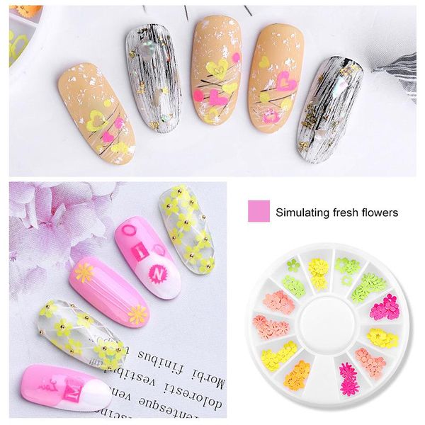 

1pcs nail jewelry imulation art flower mixed letter love heart 3d sticker for accessories fluorescent color decals diy stickers &, Black
