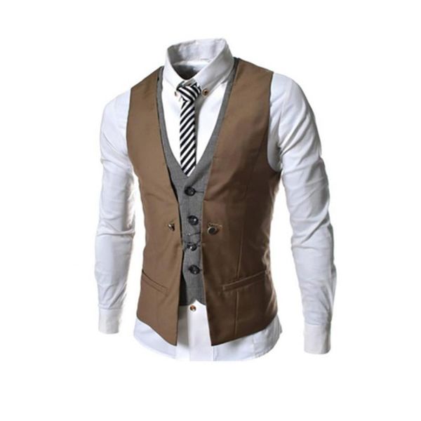 

men's vests mens suit vest business waistcoat jacket men suits blazer sleeveless slim gilet top, Black;white