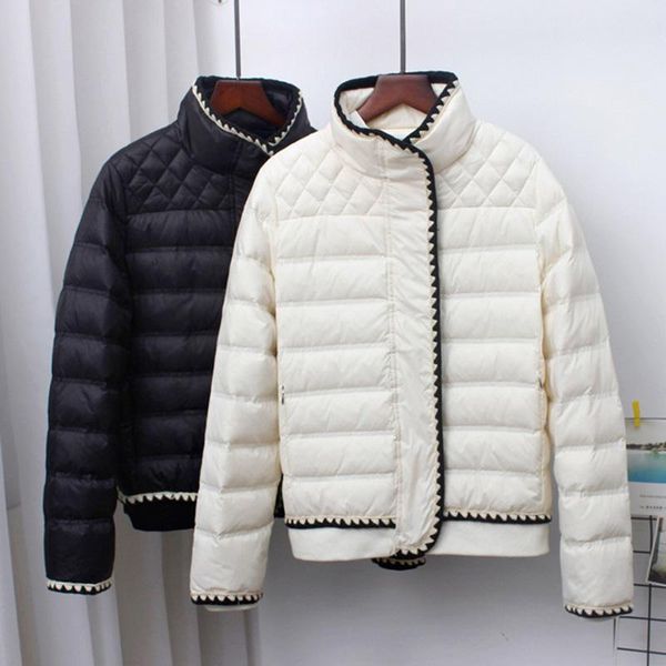 

winter fashion duck down coat women slim short jackets spring ultra light casual pocket basic parkas ed1493 women's, Black