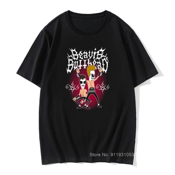 

men's t-shirts black metal beavis buttheads funny heavy 90's cartoon t shirts for men old music tee shirt autumn sweatshirt, White;black