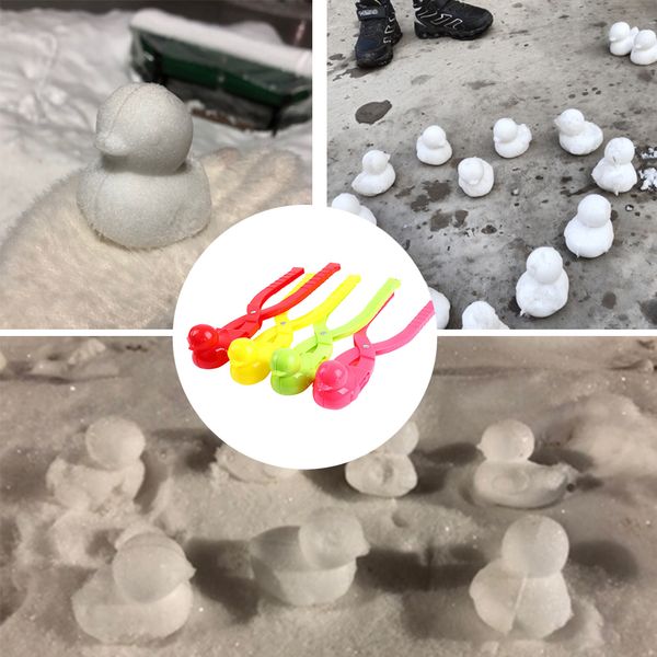 

duck shaped snowball maker winter kids outdoor sports sand snow ball mold toys plastic snowball fight clip random color#38