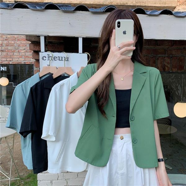 

women's suits & blazers summer thin suit small coat korean temperament short sleeve slim casual fahion blazer feminino clothes for wome, White;black