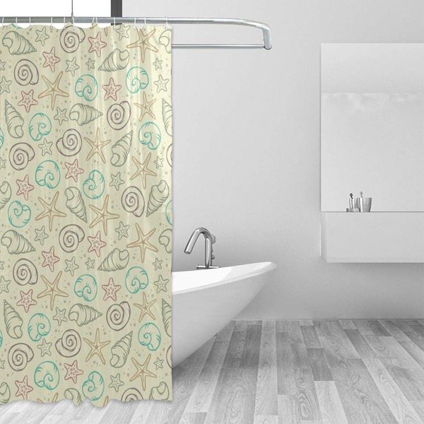 

waterproof shower curtain seashell pattern bath room curtains set quick drying with 12 premium plastic hooks for bathroom 48x72