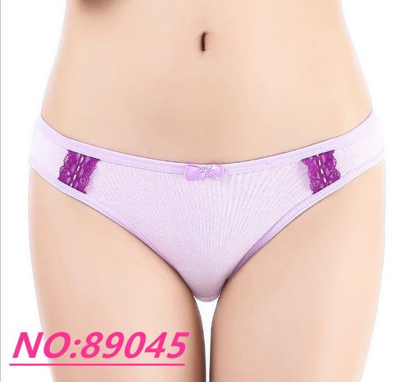 

5pcs/lot women's trigonometric cotton panties young girl dot print lace briefs 89045, Black;pink