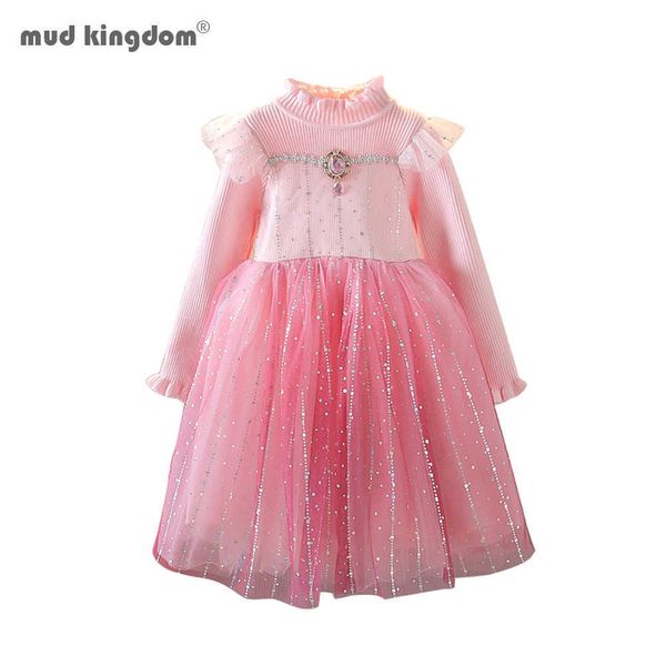 Mudkingdom Kleinkind Kinder Kleid Baby Mädchen Kleidung Kostüm Party Hochzeit Prinzessin Pullover es für Mädchen 210615