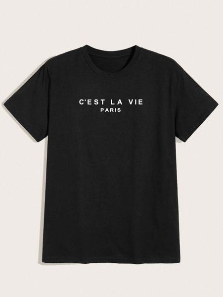

romwe guys letter print black tee a8c9#, White;black