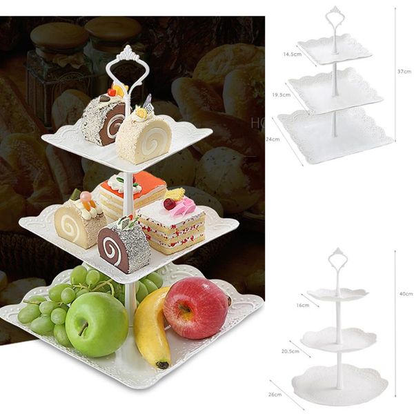 

kitchen storage & organization 3 tier plastic cake stand tablewaretool afternoon tea wedding plates party dessert bread plate fruits rack tr