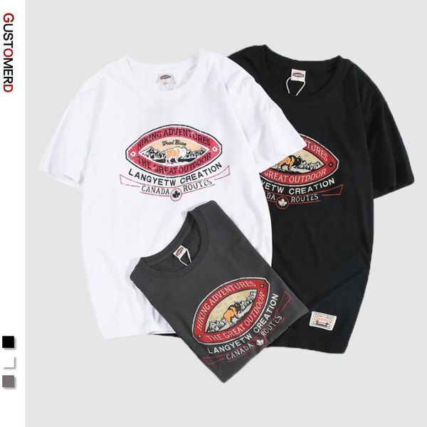 

men's t-shirts gustomerd graphic summer t shirts men harajuku 100% cotton short sleeve anime printed shirt o-neck classic clothes, White;black