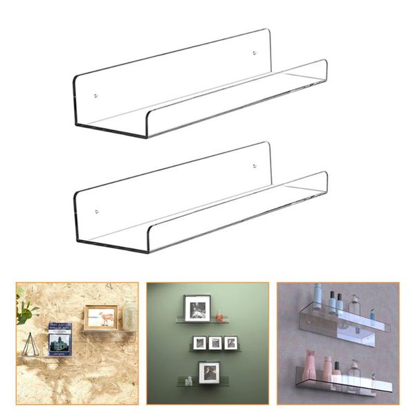 

hooks & rails 2pcs acrylic storage shelves wall mounted racks household holders