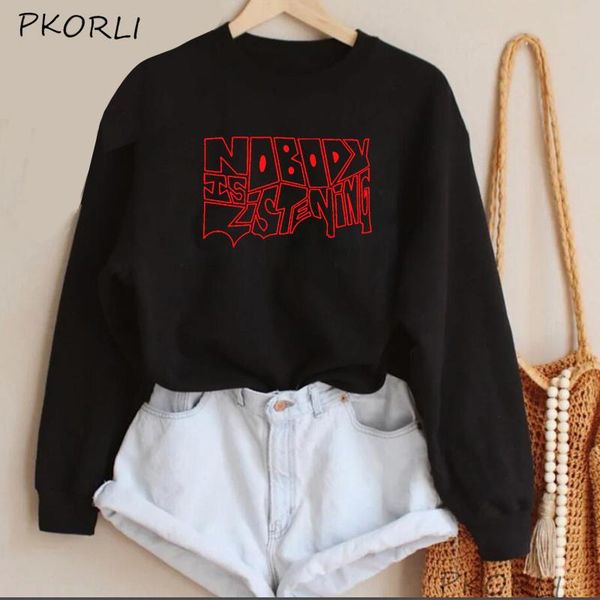 

women's hoodies & sweatshirts zayn malik nobody is listening crewneck sweatshirt women men long sleeve pullover one direction hoodie st, Black
