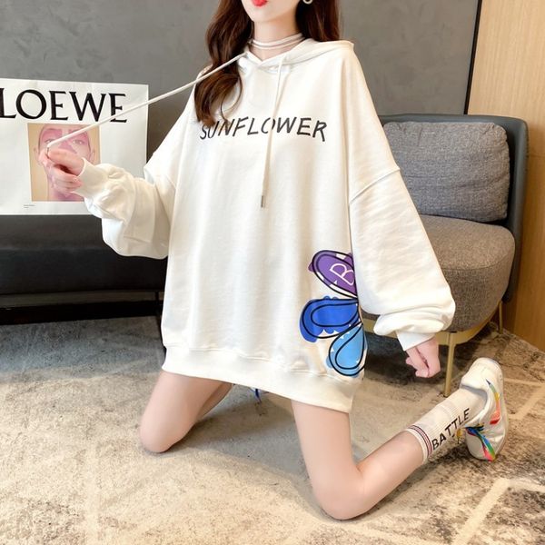 

spring and autumn thin hoodie pullover loose sweater trendy women 2021 winter clothes net red korean printed coat, Blue;black