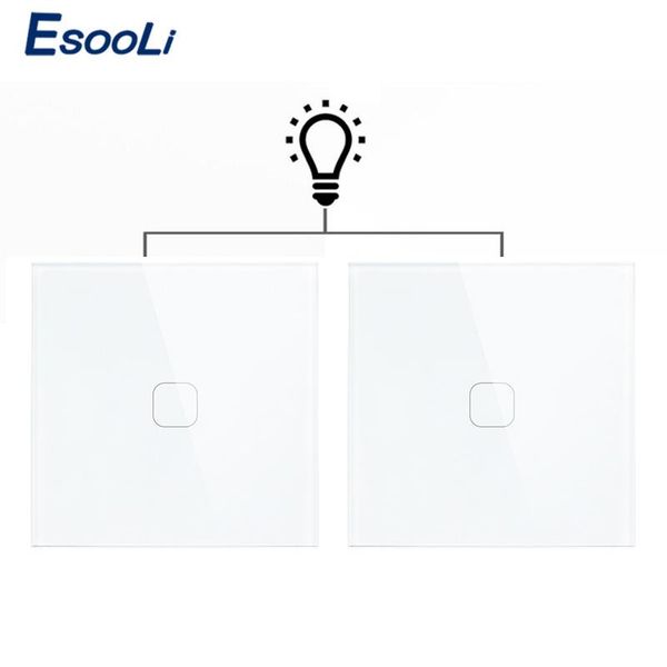 

smart home control esooli eu standard luxury glass crystal panel 1 gang 2 way light wall touch switch waterproof and fireproof