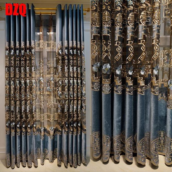 

curtain & drapes novel chinese-style flannelette shading water-soluble embroidery curtains for living dining room bedroom.
