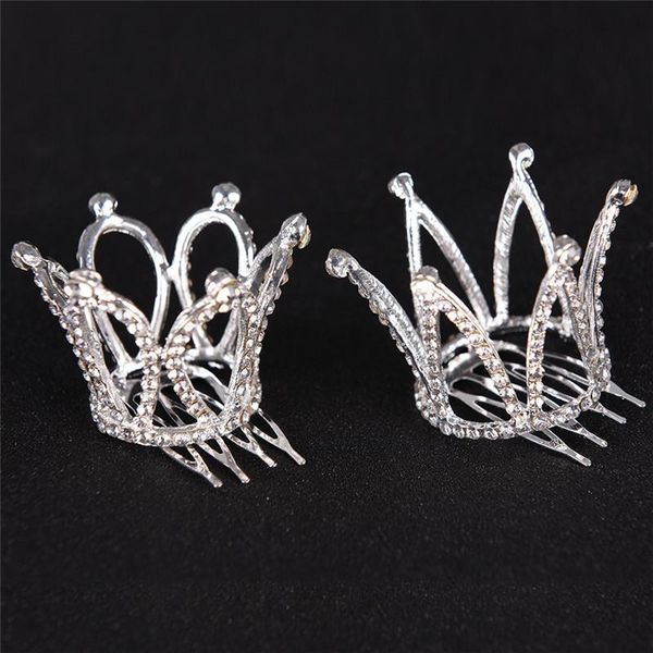 

hair clips & barrettes 2021 mini women girl rhinestone crown bridal tiara comb pin for wedding party arrival, Golden;silver