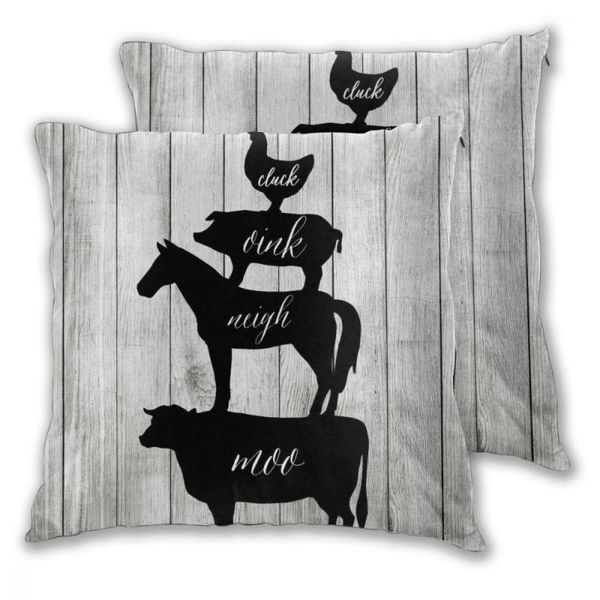 

pillow case farmhouse animal cow horse pig chicken faux wood polyester throw decorative pillowcases cover