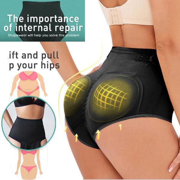 

women's shapers womens tummy control abdomen buttoning adjustable body shaper padded panties hip enhancer lingerie bulifter, Black;white