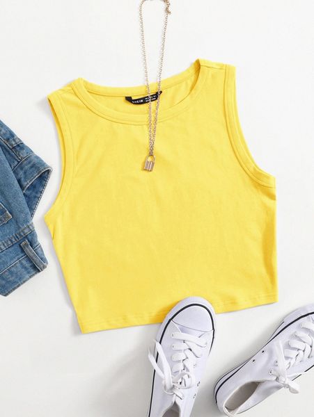 

solid crop tank u2qc#, White
