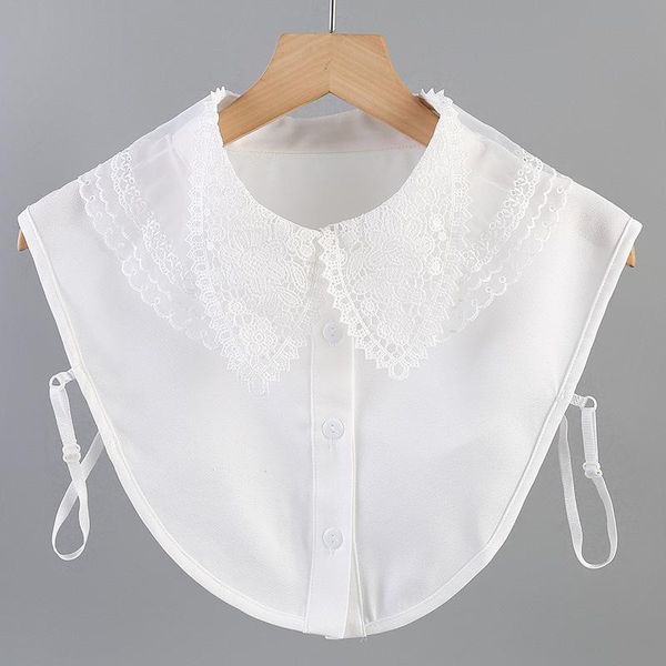 

bow ties womens shirt detachable collars female sweater blouse fake false collar solid color retro white accessories, Black;gray