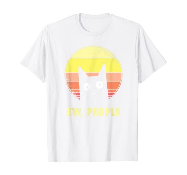 

ew, people vintage funny cat lover gift, graphic cat t-shirt, White;black