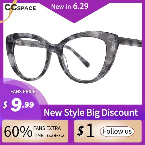 

fashion sunglasses frames 53147 acetate glasses cat eye big frame retro men women optical computer, Black