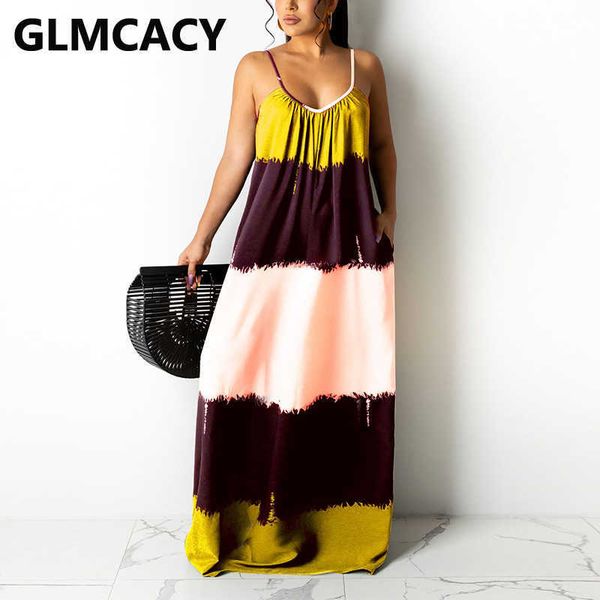 

spaghetti strap striped maxi dress casual summer long dress 210702, Black;gray