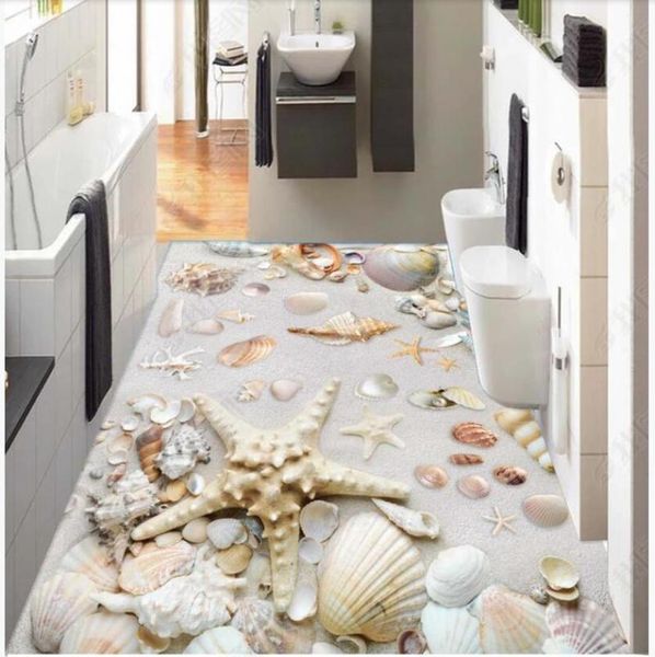 

wallpapers custom po 3d pvc flooring self adhesion wall paper sticker ocean beach shells living room bedroom wallpaper for walls 3 d