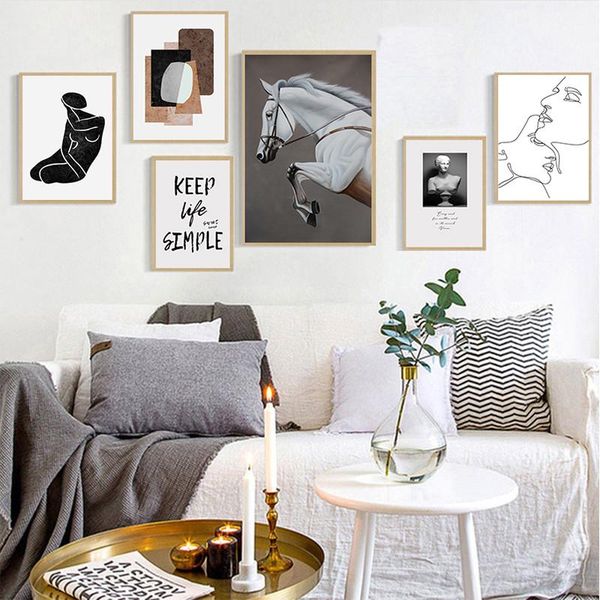 

paintings abstract geometry poster horse canvas painting naked sculpture posters and prints wall art for living room nordic home decor