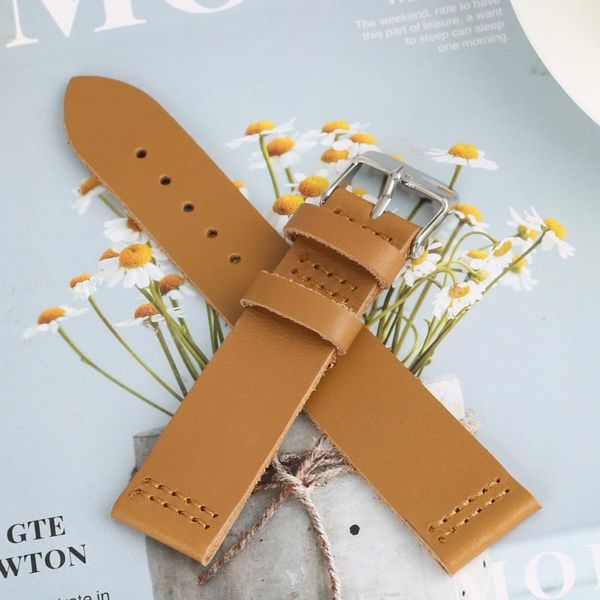 

watch bands brown wooden leather band 20mm men women replacement strap practical 9 holes watches accessories straps, Black;brown