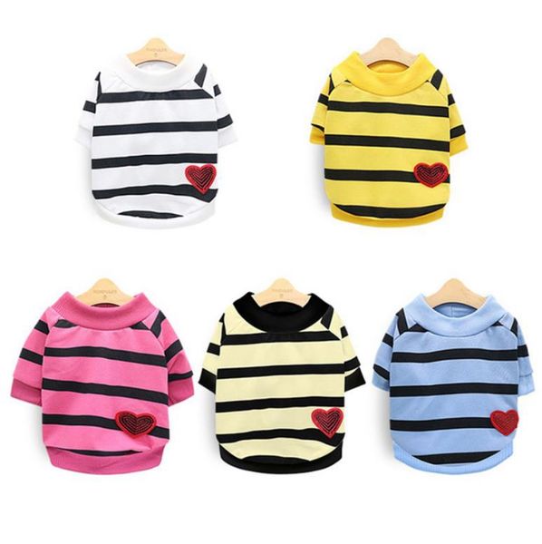 

pet clothes small dogs stripe heart shirt puppy cat coat causal pet clothing supplies 5 designs yg1014