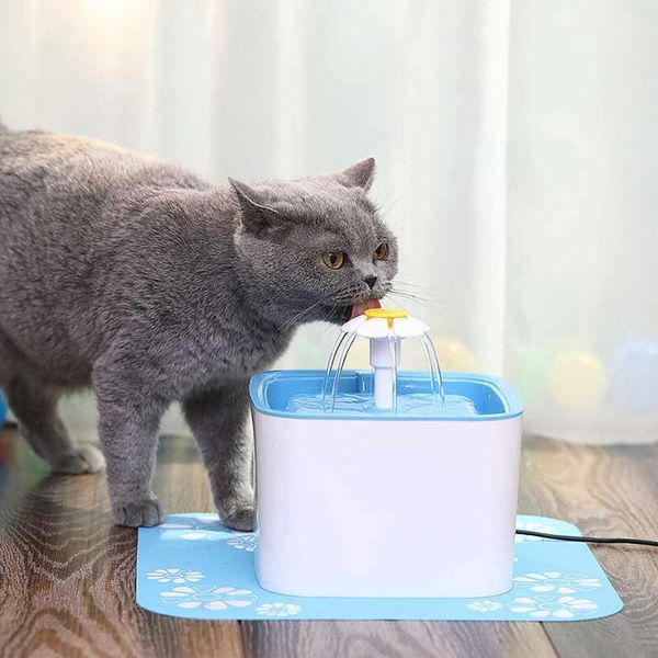 Canel canels fonte fonte de água para gatos e cães com filtro silicone esteira cat distribuidor automático azul