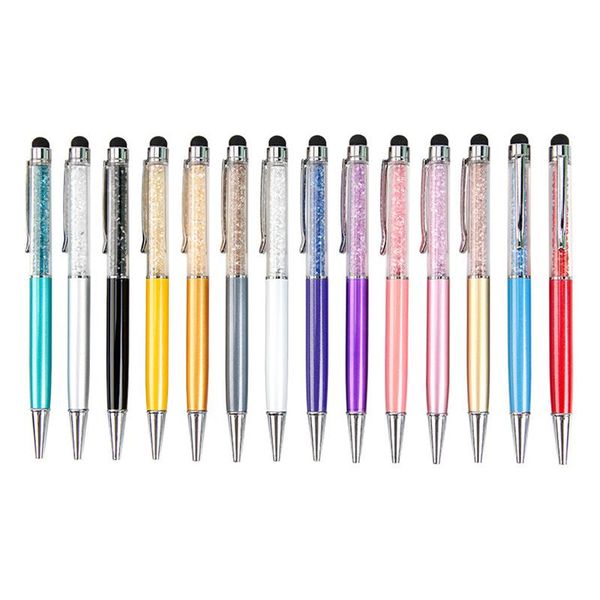 

pieces diamond ballpoint pens wedding pen 2 in 1 metal crystal touch, Blue;orange