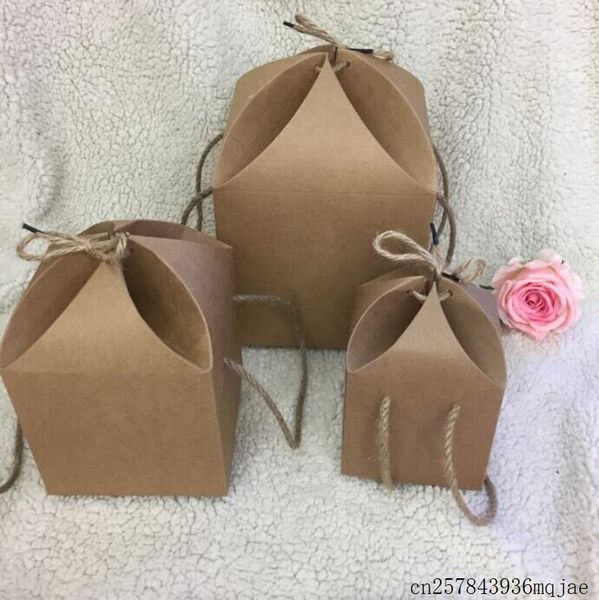 

gift wrap 100pcs brown paper boxes kraft food packaging box with handle