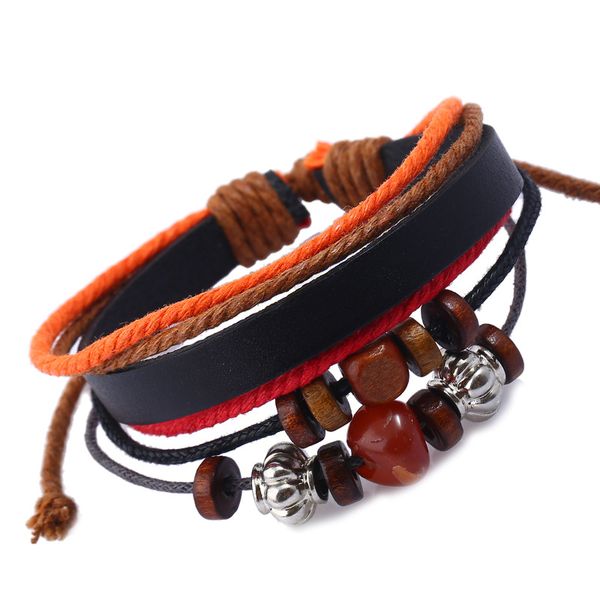 

ethnic multi strands handmade weave leather bracelets genuine leather and rope braided adjustable bangles fit women men jewelry, Golden;silver
