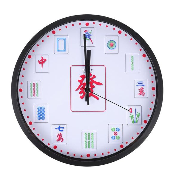 

wall clocks mahjong printed clock round hanging for living room decoration