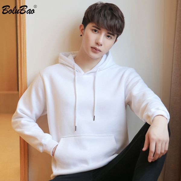

bolubao brand men hooded hoodies high street men's trendy casual hoodies solid color fleece hoodies sweatshirts male 210518, Black