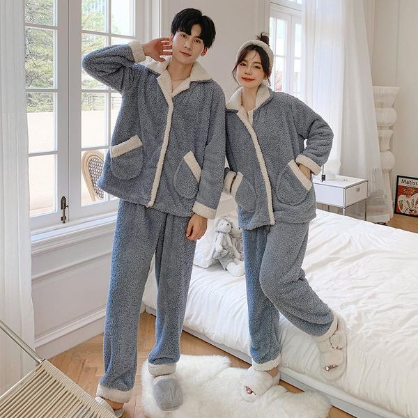 

men's sleepwear couple pajamas women's autumn and winter flannel coral plush warm fashion home suit lounge set trendyol, Black;brown