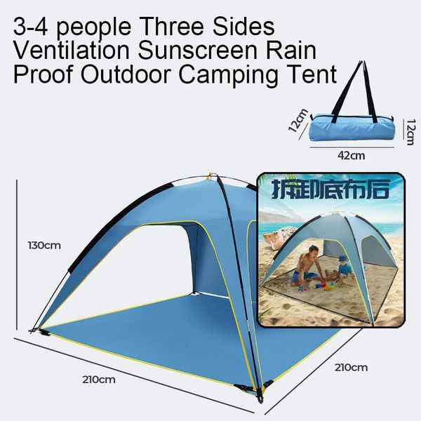 

tents and shelters 3-4 people three sides ventilation sunscreen rain proof outdoor camping tent