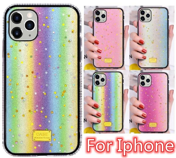 Светящиеся роскошные коляски Blitter Blitter Cover Apple Diamond Back для iPhone 14 13 11 12 Pro 6 7 8 Plus x xr xs max