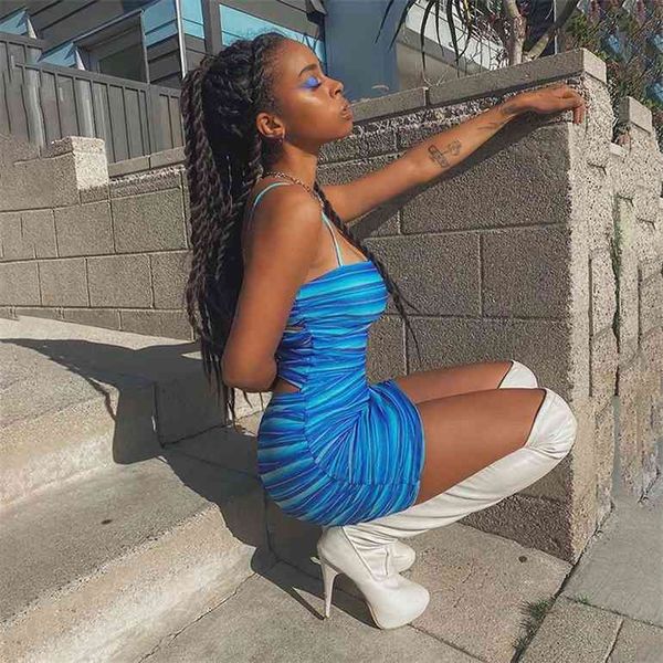 

cryptographic striped print fashion sleeveless cut-out mini dresses skinny club dress backless bodycon dress streetwear, Black;gray