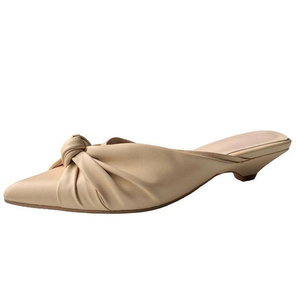 

sandals basic concise wedding party women mules elegant pointed toe low heels pumps 2021 spring summer arrival shoes woman, Black