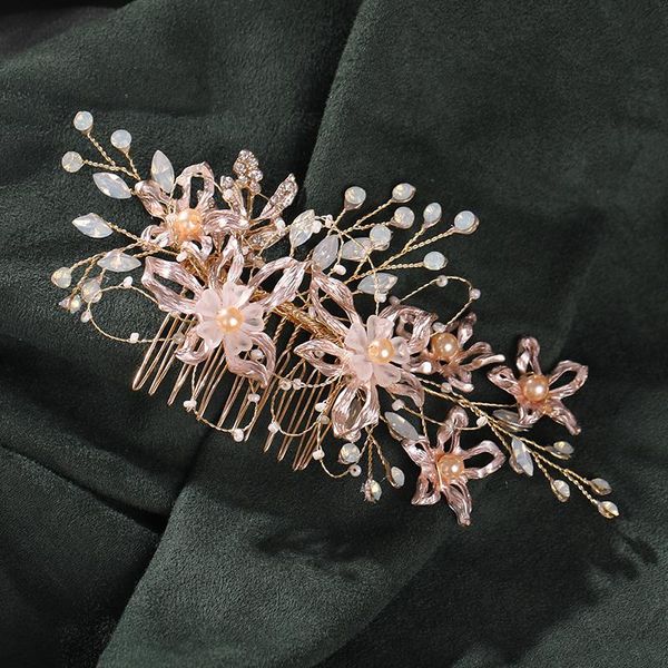 

hair clips & barrettes flower rhinestone comb accessories for women decoration wedding jewelry headpiece, Golden;silver