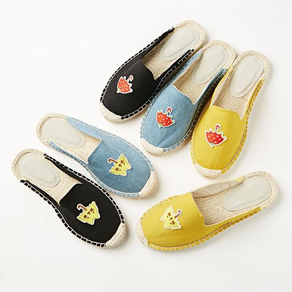 

shoes women slippers summer loafers pantofle shallow soft animal 2021 pu casual fabric lace-up rubber round toe leisure prints, Black