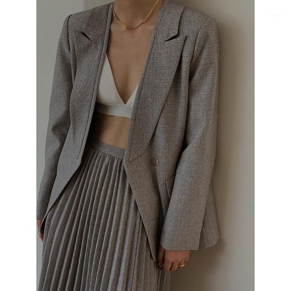 

women's tracksuits shera style autumn 2021 mini suit with skirt, Gray