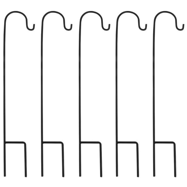 

hooks & rails 5pcs shepherd plant hook garden stake stand hanger (black)