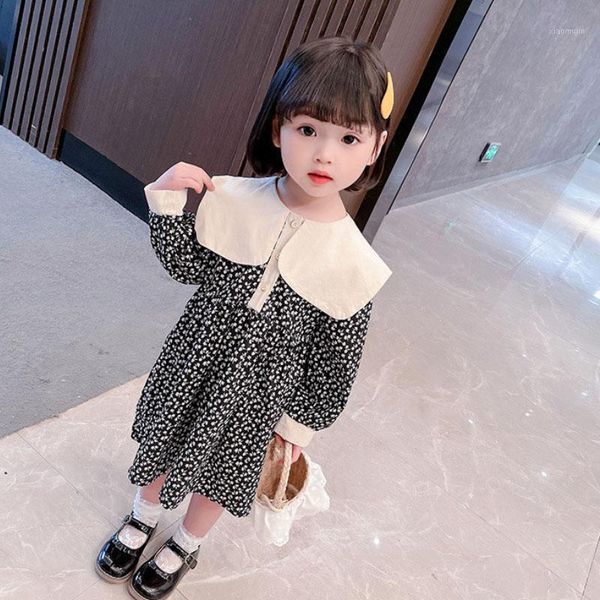 

girl's dresses baby girls clothes dress big lapel floral small fresh sweet princess 2-7 years old beibei spring autumn quality clothing, Red;yellow