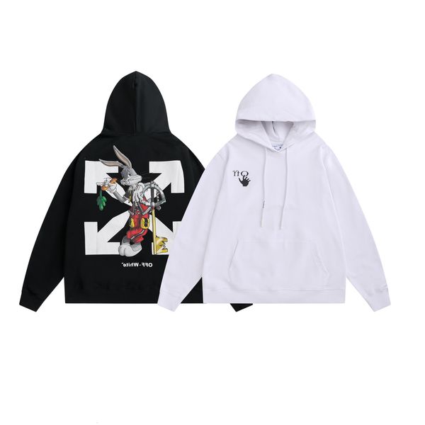 

autumn winter new off 2021 co branded cartoon bugs bunny printed hoodie, Black