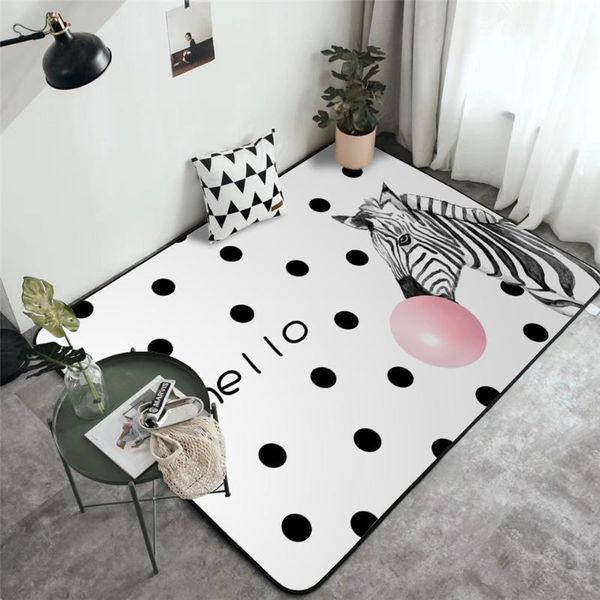 

carpets modern cute black wave point zabra pattern rug children room cartoon style kids bedroom carpet animal print mat balcony