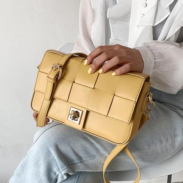 

weave square crossbody bag 2021 spring high-quality pu leather women's designer handbag shoulder messenger cross body